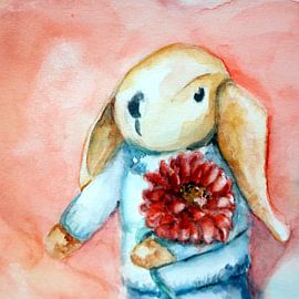 Hase - Herz - Kuscheltier von Helga van der Wielen