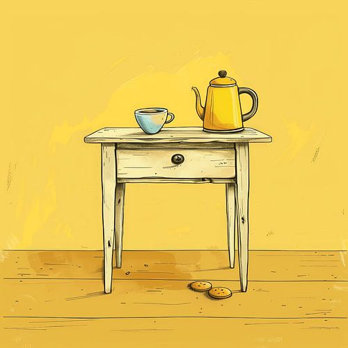 table with cup and jug