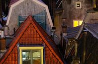 De achterzijde van huizen aan de Oudegracht in Utrecht van Donker Utrecht thumbnail