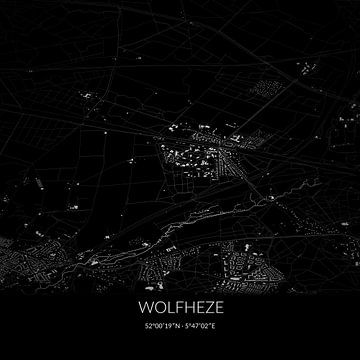 Black-and-white map of Wolfheze, Gelderland. by Rezona