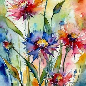 Kornblume Aquarell Floral Art von MIROKKU