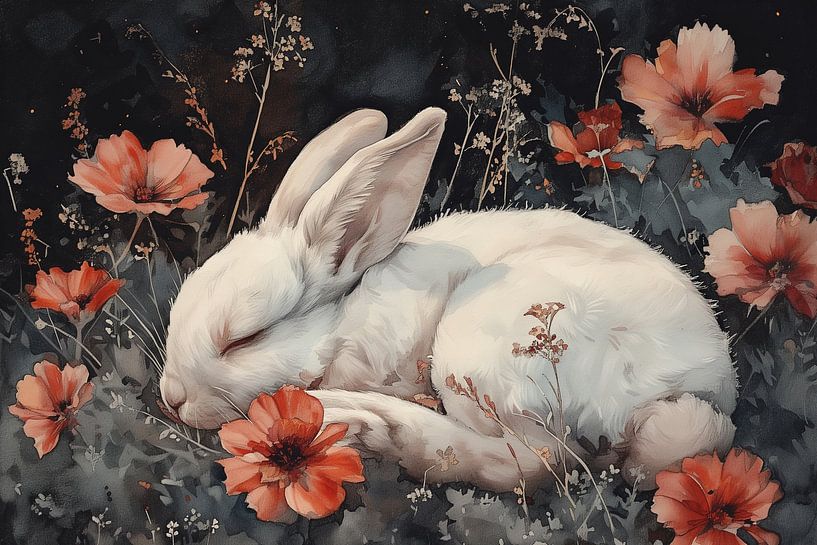 Weißer Hase von NJ Midnight Studio