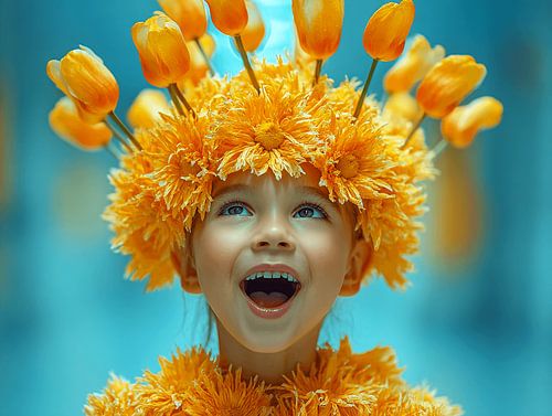 Couronne de fleurs | Photographie de mode colorée sur Karina Brouwer