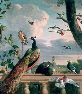 Paleis van Amsterdam met exotische vogels, Melchior d'Hondecoeter