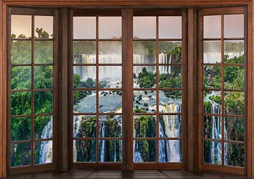 Blick aus einem Holzfenster von Bert Hooijer