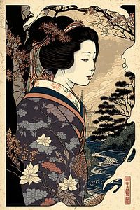 Geisha enchantée, harmonie de la beauté