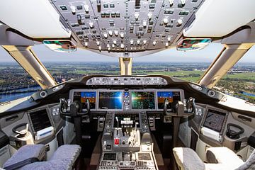 Boeing 787 nadert Schiphol vanuit cockpit van Jeffrey Schaefer