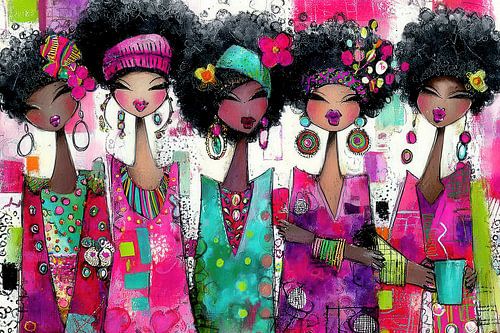 fictieve vrouwwn met bloemen in haar illustratie