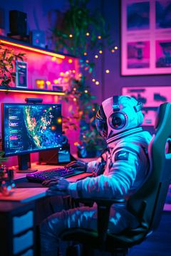 Space gaming in kleurrijke verlichting van Poster Art Shop