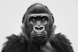 Gorilla portrait in black and white by Poster Art Shop