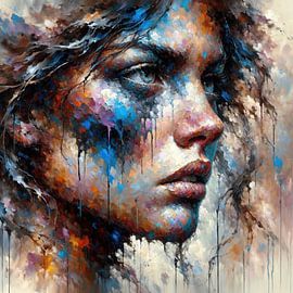 Portrait latéral abstrait intense