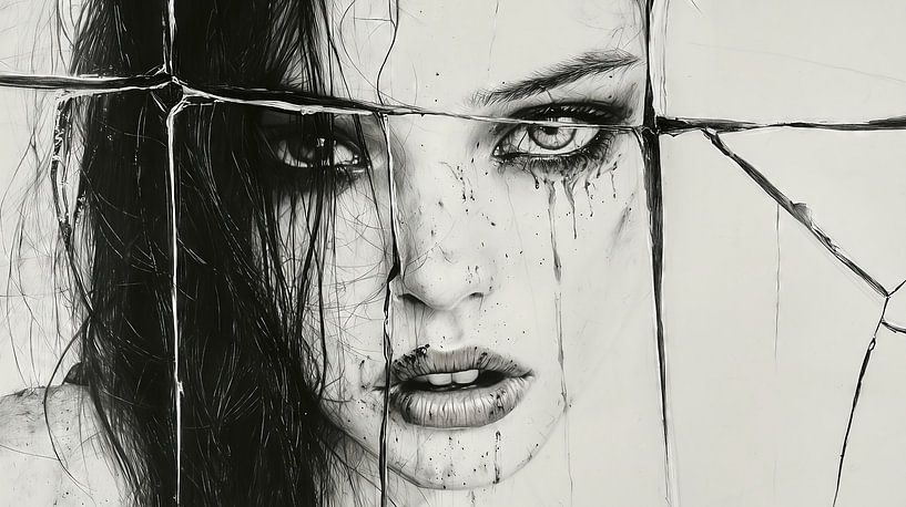 Intense view behind broken glass by Frank Heinz