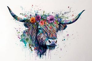 Schottischer Highlander Aquarell
