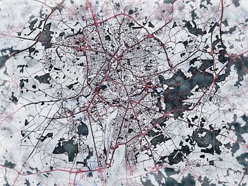 Map of Le Mans with the style 'White Winter' by Maporia