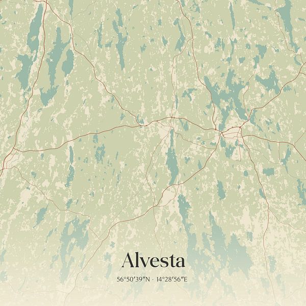 Vintage map of Alvesta, Sweden. by Prints of Place