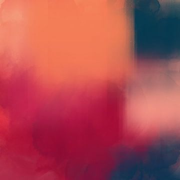 Pop van kleur. Neon en pastel abstracte kunst in warm geel, rood, paars en blauw van Dina Dankers