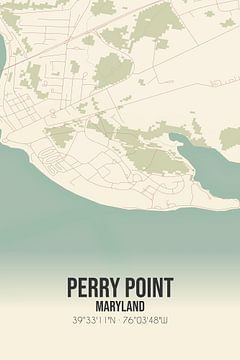 Vintage landkaart van Perry Point (Maryland), USA. van MijnStadsPoster