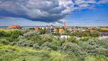 Lighthouse Den Helder with view on Huisduinen by eric van der eijk