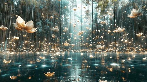 Vliegende Lotus: Reflecties van Licht en Rust