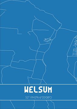 Blauwdruk | Landkaart | Welsum (Overijssel) van MijnStadsPoster