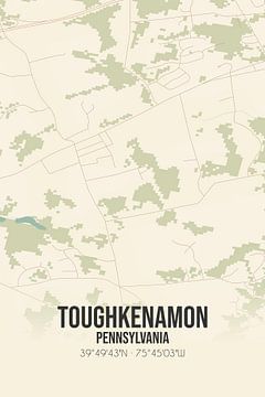 Carte ancienne de Toughkenamon (Pennsylvanie), USA. sur Rezona