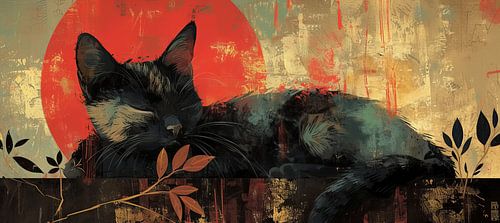 Chat abstrait Coucher de soleil