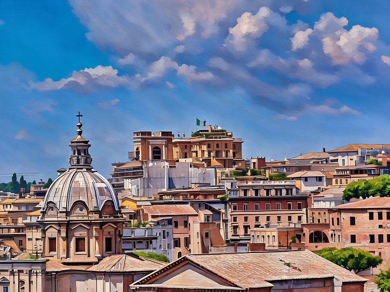 Daken en koepels in Rome van Sergio Pazzano