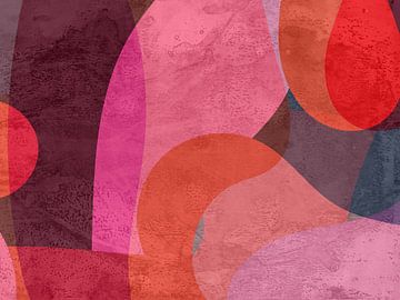 Abstracte organische vormen in roze, oranje, taupe van Dina Dankers