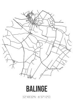 Balinge (Drenthe) | Landkaart | Zwart-wit van Rezona