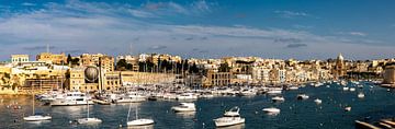 Panorama Malta Kalkara Baai en Boten van Dieter Walther