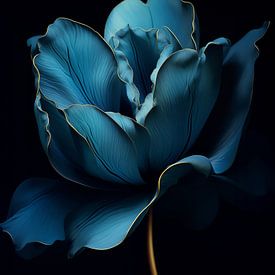 De stijlvolle blauwe tulp met het gouden randje van Studio Nicolette