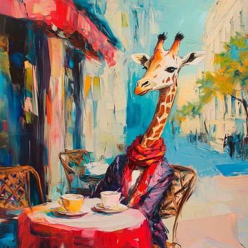 Girafe au café avec style