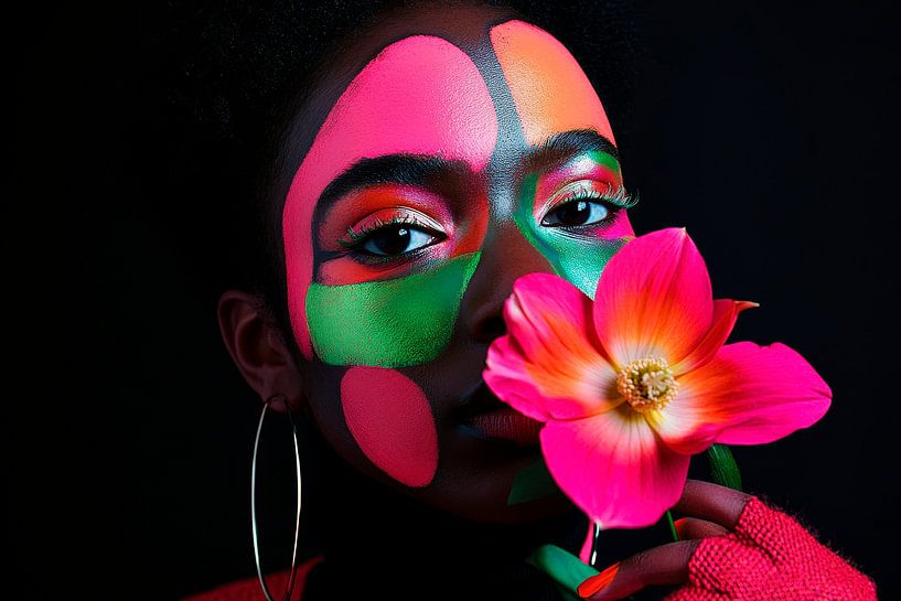 Creative face painting with flower by Poster Art Shop