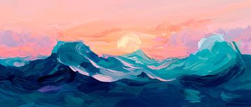 Waves in the evening light of the oceans by Poster Art Shop