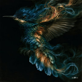 Vögelchen in Ölfarbe von Gelissen Artworks