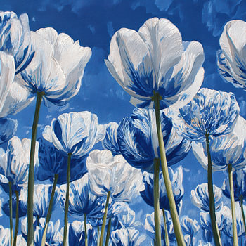 Delfts blauwe tulpen, modern en levendig