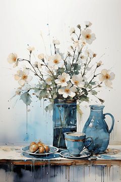 Blumen in Blau von Evan's Art