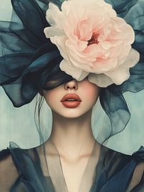 Modern portrait in blue and pink by Carla Van Iersel