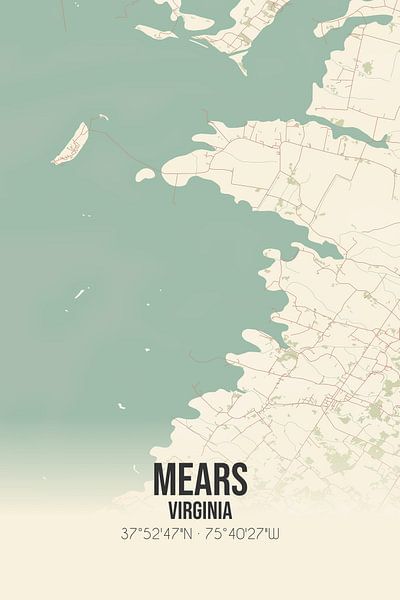 Vintage map of Mears (Virginia), USA. by Prints of Place