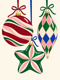 Ribboned Christmas Ornaments in Color by Mosaic Dialogue