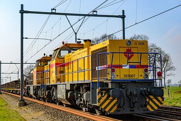 Güterzuglokomotive - Vorderansicht auf einer Bahnstrecke von Sjoerd van der Wal
