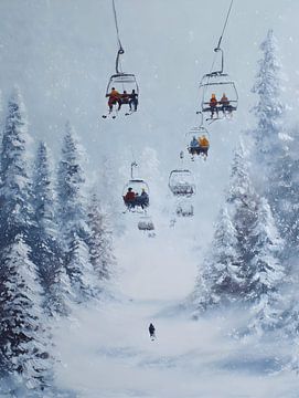 Skilift in Winterwonderland van Gypsy Galleria