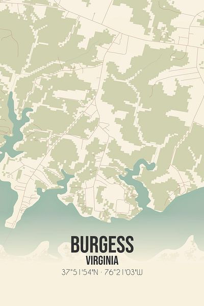 Vintage map of Burgess (Virginia), USA. by Prints of Place