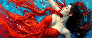 Femme surréaliste dans le lac sous l'eau