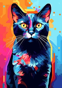 Chat Animal WPAP Pop Art sur Qreative