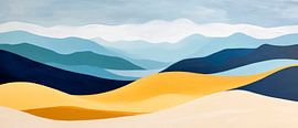 Zachte heuvels tussen blauwe bergen van Poster Art Shop