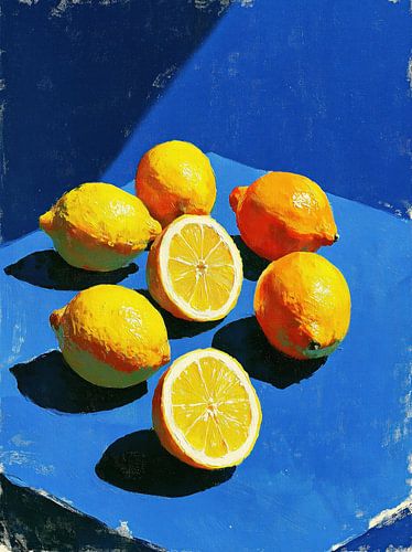 Lemons on Cobalt Blue
