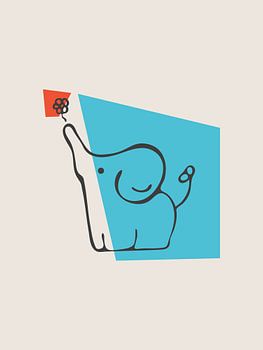 Elephant with a Red Flower