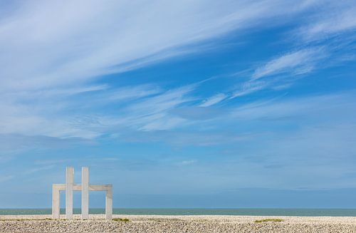 Monument op strand van le Havre, Frankrijk