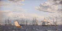 Christoffer Wilhelm Eckersberg, Een Russische vloot voor anker in Elsinores, 1826 van Atelier Liesjes thumbnail